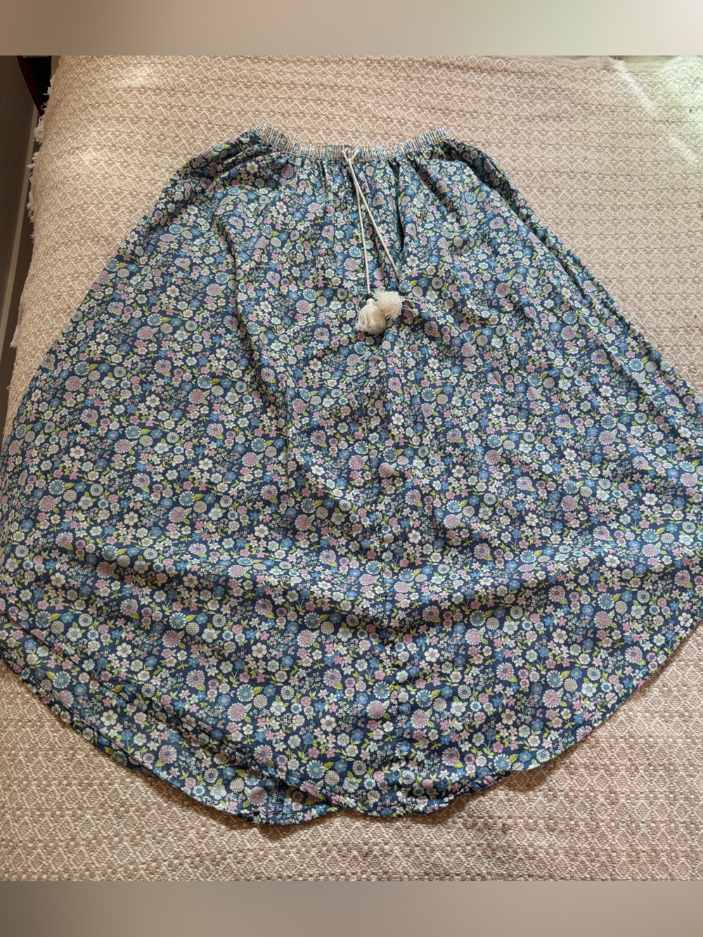 Long Navy Floral Skirt- 100% Cotton